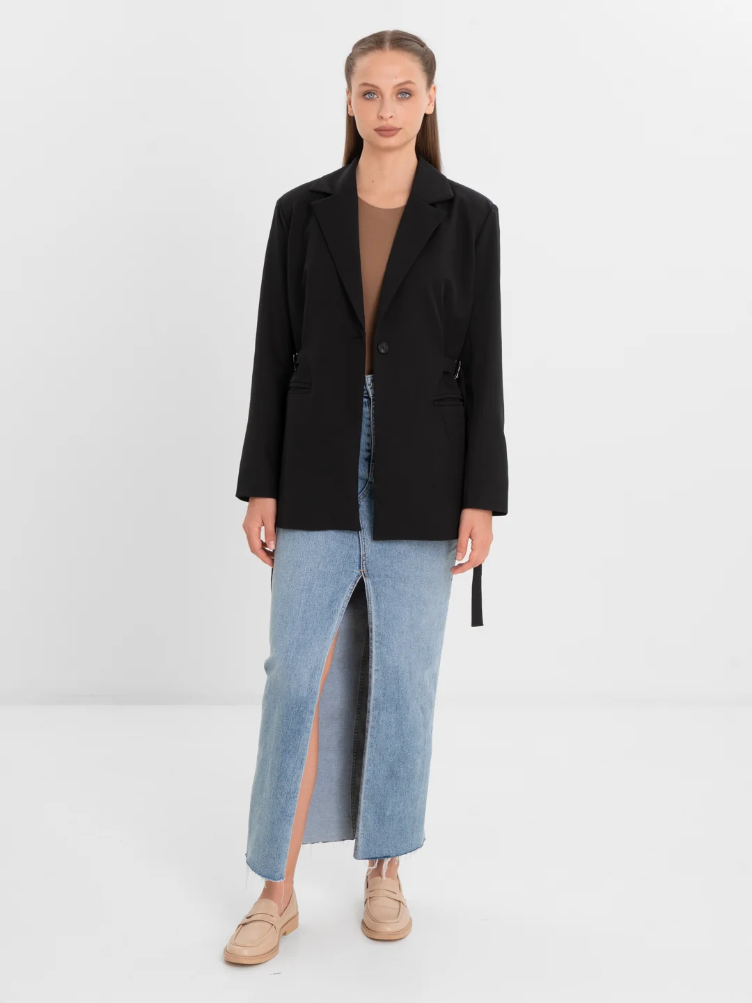 Черный пиджак женский oversize / Пиджак оверсайз офисный классический