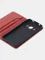Красный чехол-книжка GQ для Xiaomi Redmi A3 / Redmi A3x / Poco C61 из высококачественной кожи