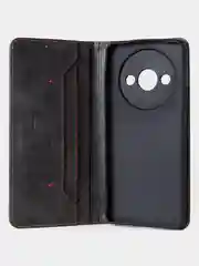 Черный чехол-книжка GQ для Xiaomi Redmi A3 / Redmi A3x / Poco C61 из высококачественной кожи