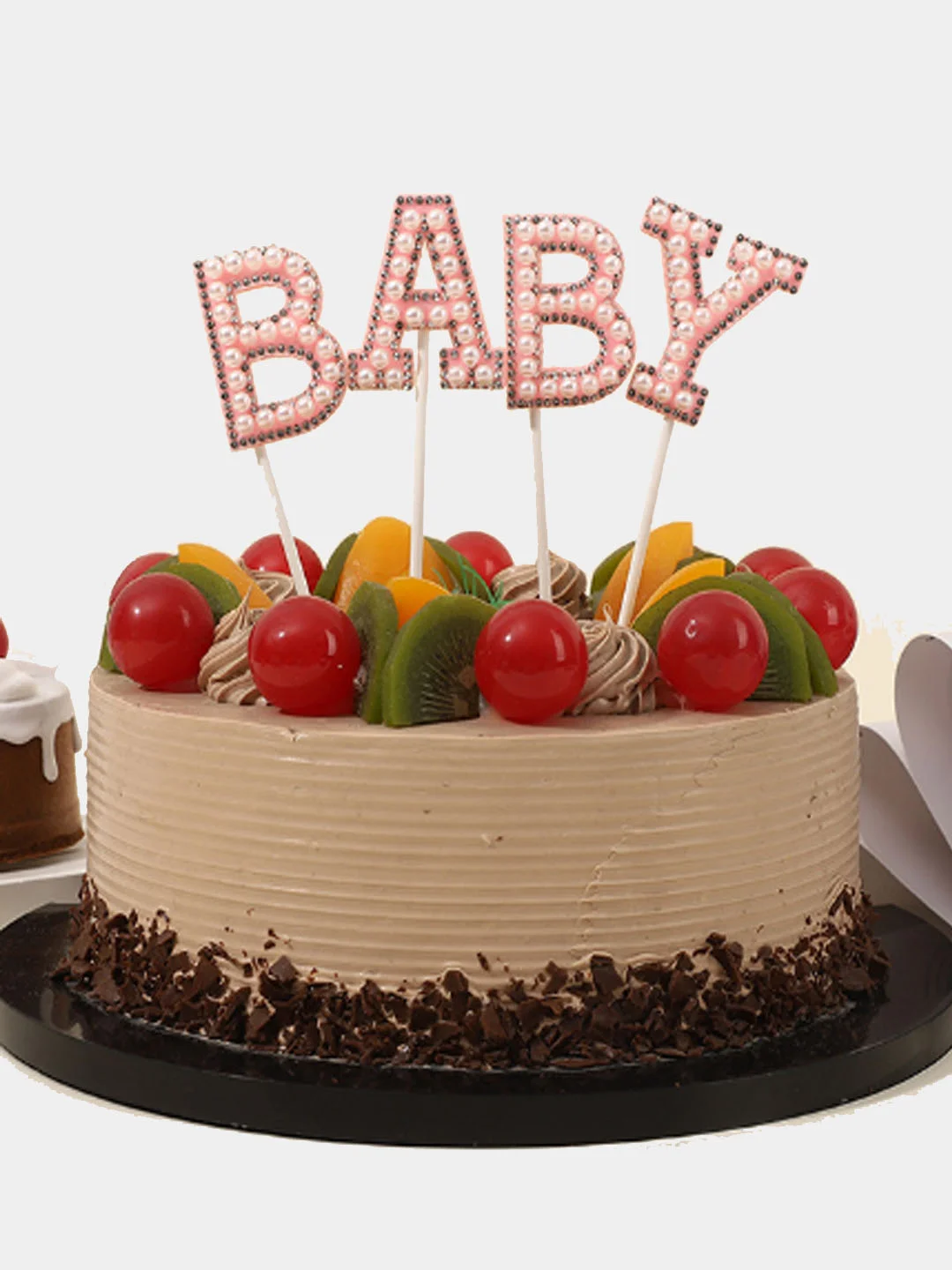 Розовый украшение на торт "Baby", топпер на день рождения