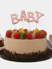 Розовый украшение на торт "Baby", топпер на день рождения