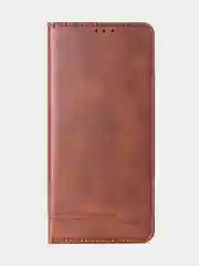 Коричневый чехол-книжка для Xiaomi Redmi Note 13 (4G) из высококачественной искусственной кожи