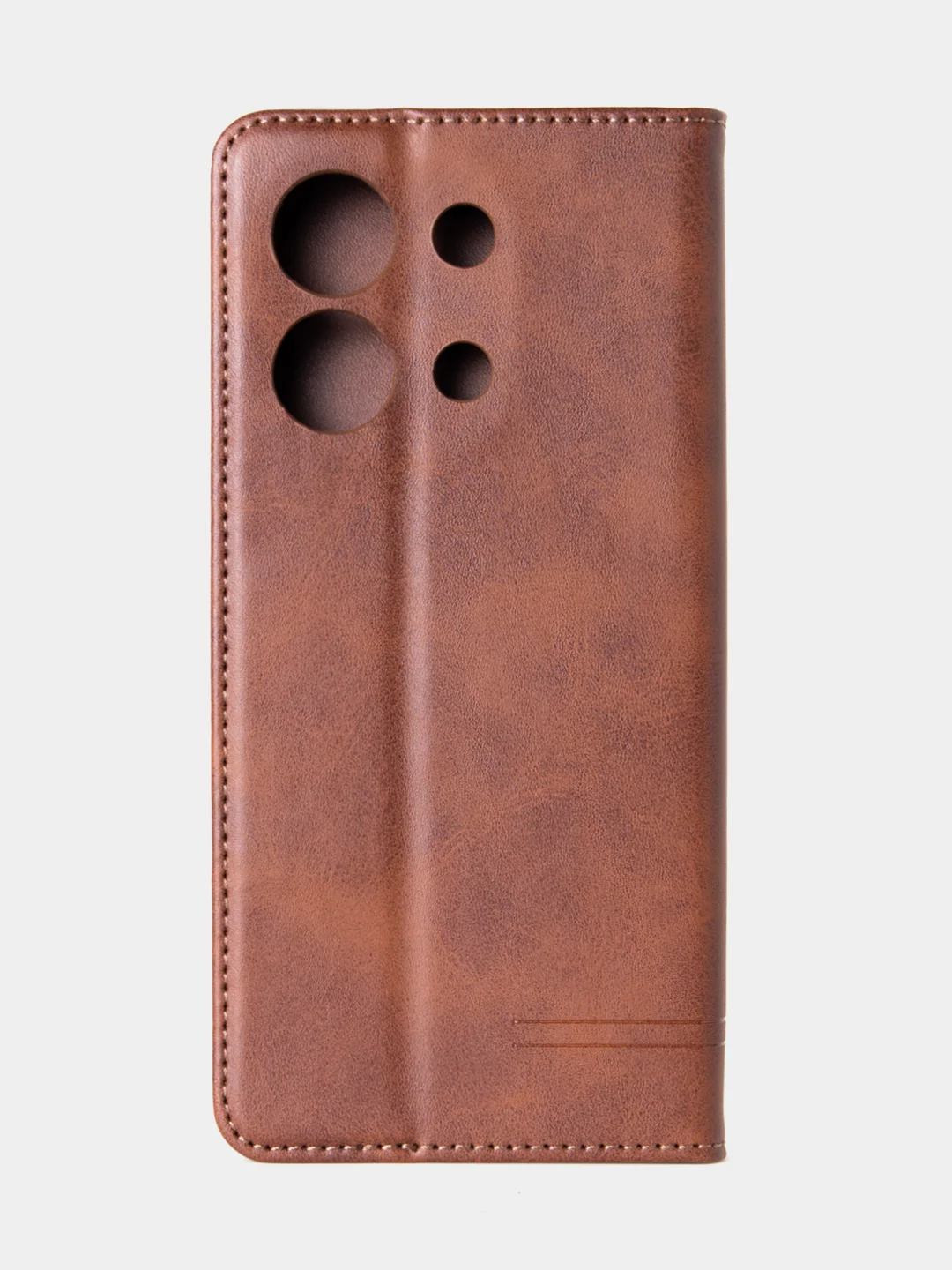 Коричневый чехол-книжка для Xiaomi Redmi Note 13 (4G) из высококачественной искусственной кожи