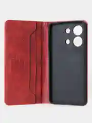Красный чехол-книжка для Xiaomi Redmi Note 13 (4G) из высококачественной искусственной кожи