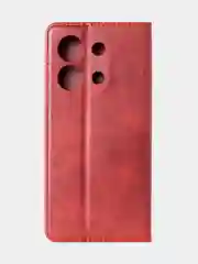 Красный чехол-книжка для Xiaomi Redmi Note 13 (4G) из высококачественной искусственной кожи