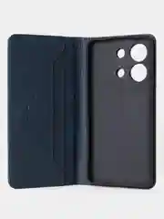 Синий чехол-книжка для Xiaomi Redmi Note 13 (4G) из высококачественной искусственной кожи