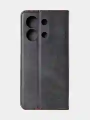 Черный чехол-книжка для Xiaomi Redmi Note 13 (4G) из высококачественной искусственной кожи