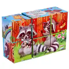 Кубики Зверята, 6 штук (картон)