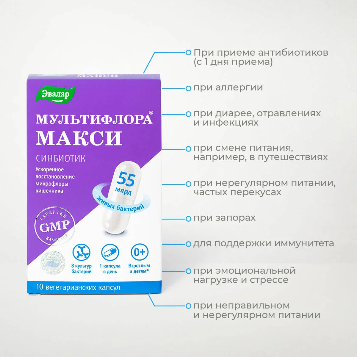 БАД Эвалар "Мультифлора Макси", 10 капсул