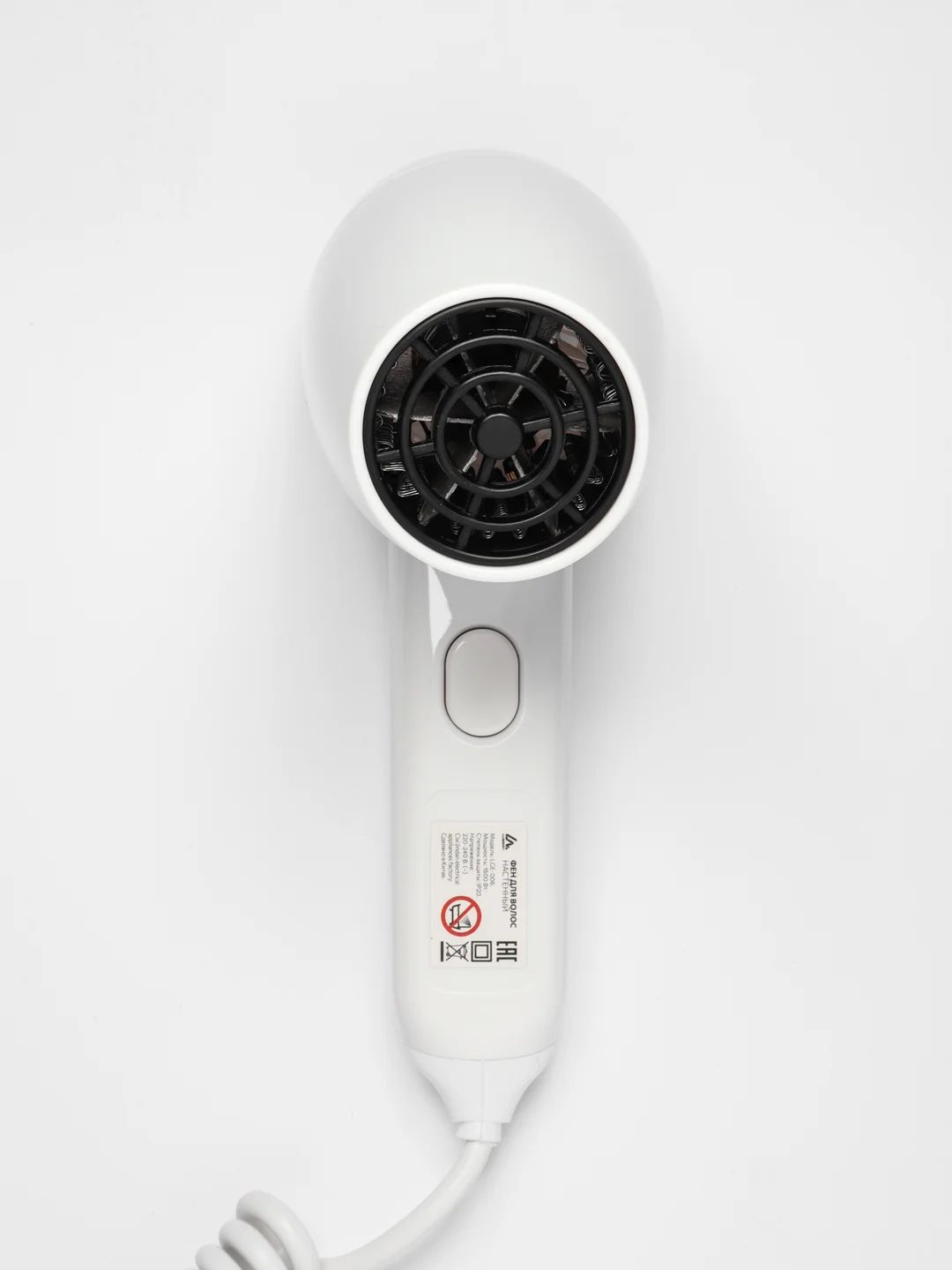 Фен Luazon LGE-006, 1600 Вт, настенный, 2 скорости, крепление, белый