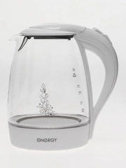 Чайник электрический ENERGY E-262, стекло, 1.7 л, 2200 Вт, белый