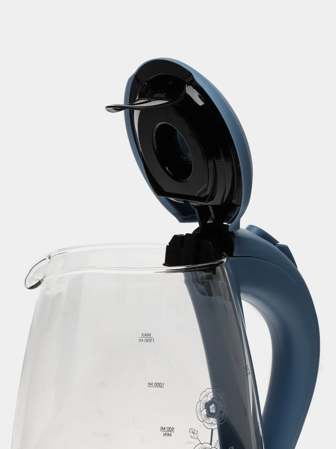 Чайник электрический ENERGY E-279, стекло, 1.5 л, 2200 Вт, голубой