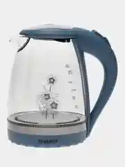 Чайник электрический ENERGY E-279, стекло, 1.5 л, 2200 Вт, голубой