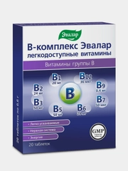 БАД Эвалар "В-комплекс", легкодоступные витамины, 20 таблеток