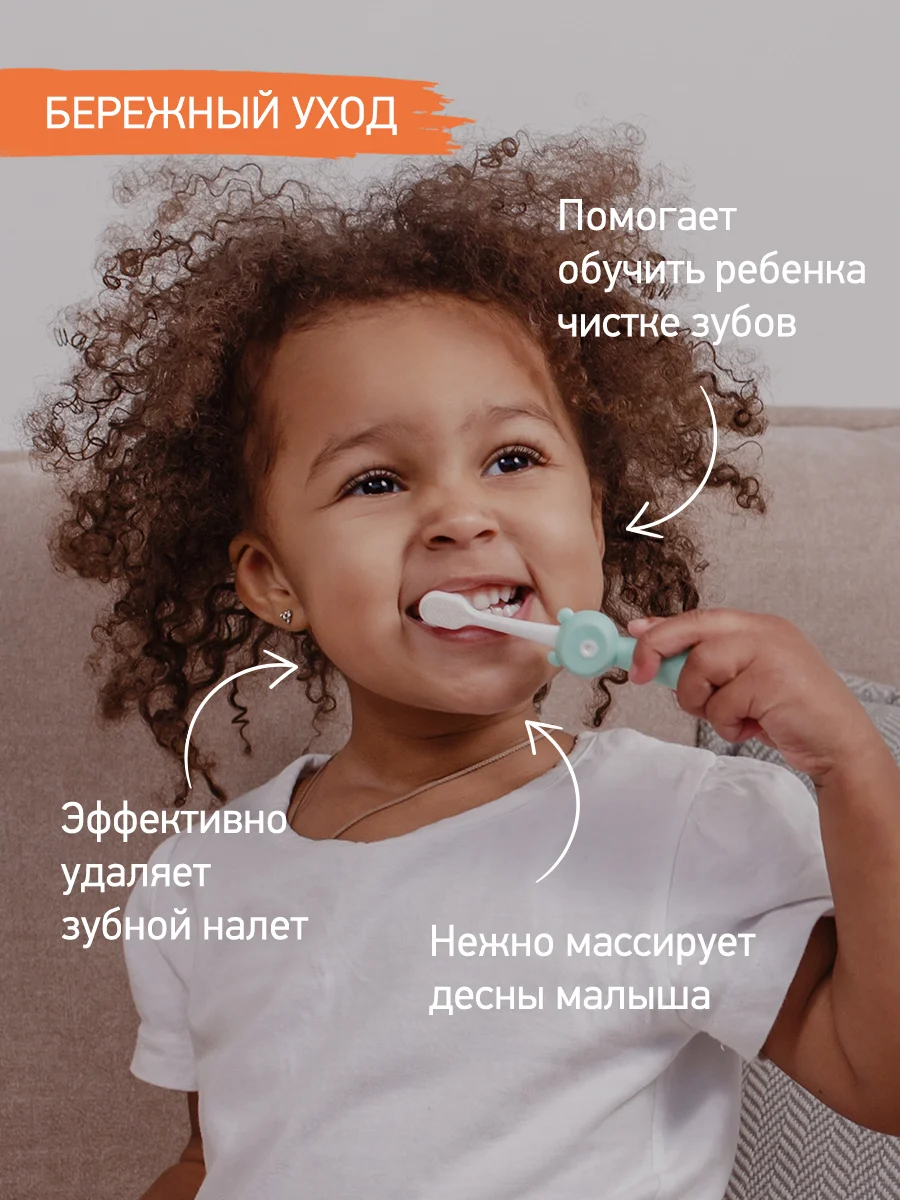 Оранжевый детская зубная щетка мягкая монопучковая 10000 щетинок , набор 2 шт