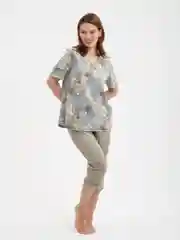 Приглушённый хаки пижама женская: футболка и бриджи, Lilians