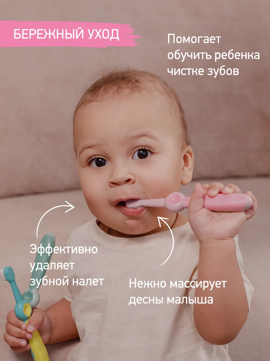 Бирюзовый детская зубная щетка мягкая монопучковая 10000 щетинок, 2 шт в наборе