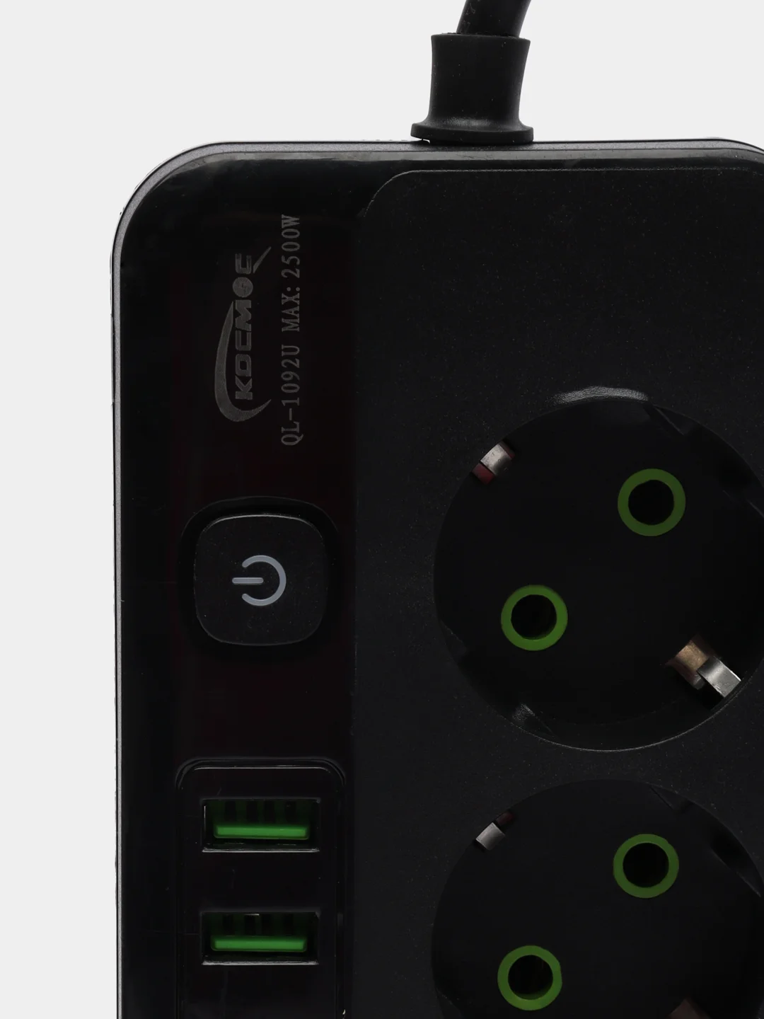 Белый удлинитель сетевой 3 метра, 4 розетки, 4 USB и 1 Type-C портами и кнопкой