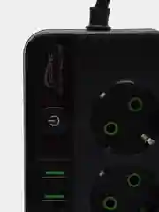 Белый удлинитель сетевой 3 метра, 4 розетки, 4 USB и 1 Type-C портами и кнопкой