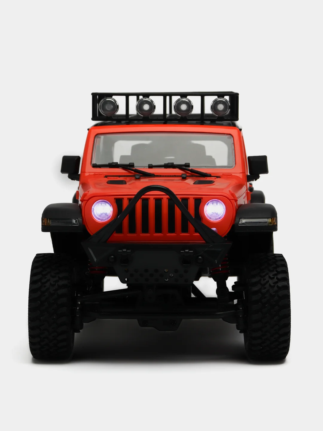 Оранжевый радиоуправляемая полноприводная машина с пультом ДУ Jeep MN128, большой масштаб 1:12