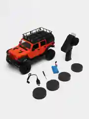 Оранжевый радиоуправляемая полноприводная машина с пультом ДУ Jeep MN128, большой масштаб 1:12