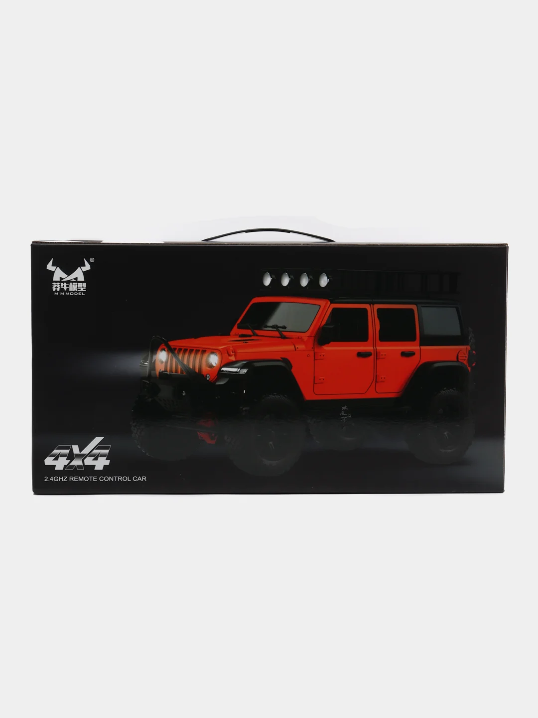 Оранжевый радиоуправляемая полноприводная машина с пультом ДУ Jeep MN128, большой масштаб 1:12