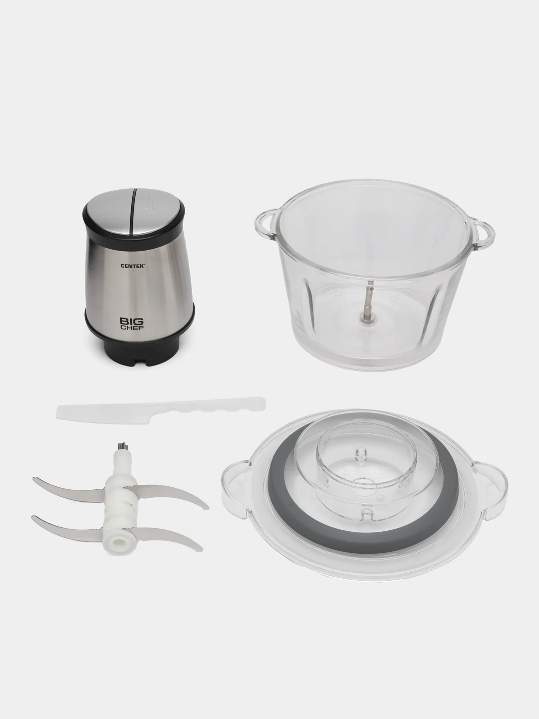 Измельчитель Centek CT-1394, стекло, 600 Вт, 1.5 л, серебристый