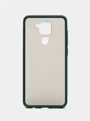 Тёмно-зелёный чехол для Xiaomi Redmi Note 9, Редми Нот 9, матовый, силиконовый, с цветными кнопками