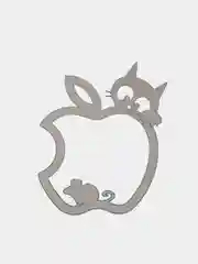 Золотой металлическая наклейка-стикер яблоко "Apple iPhone", котик с мышкой на телефон