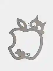Серебряный металлическая наклейка-стикер яблоко "Apple iPhone", котик с мышкой на телефон
