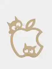 Золотой металлическая наклейка-стикер яблоко "Apple iPhone", два кота на телефон