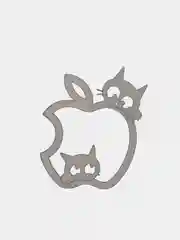 Серебряный металлическая наклейка-стикер яблоко "Apple iPhone", два кота на телефон