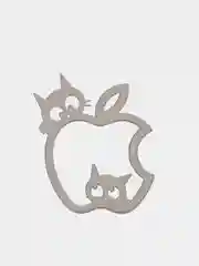 Серебряный металлическая наклейка-стикер яблоко "Apple iPhone", два кота на телефон