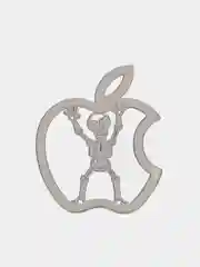 Серебряный металлическая наклейка-стикер яблоко "Apple iPhone", скелет на телефон