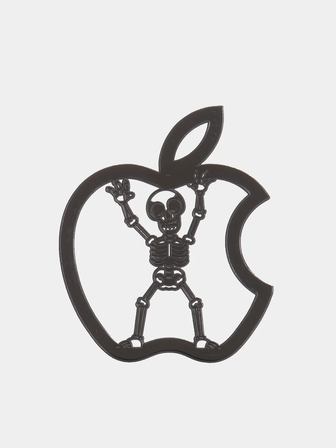 Черный металлическая наклейка-стикер яблоко "Apple iPhone", скелет на телефон