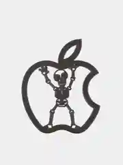 Черный металлическая наклейка-стикер яблоко "Apple iPhone", скелет на телефон