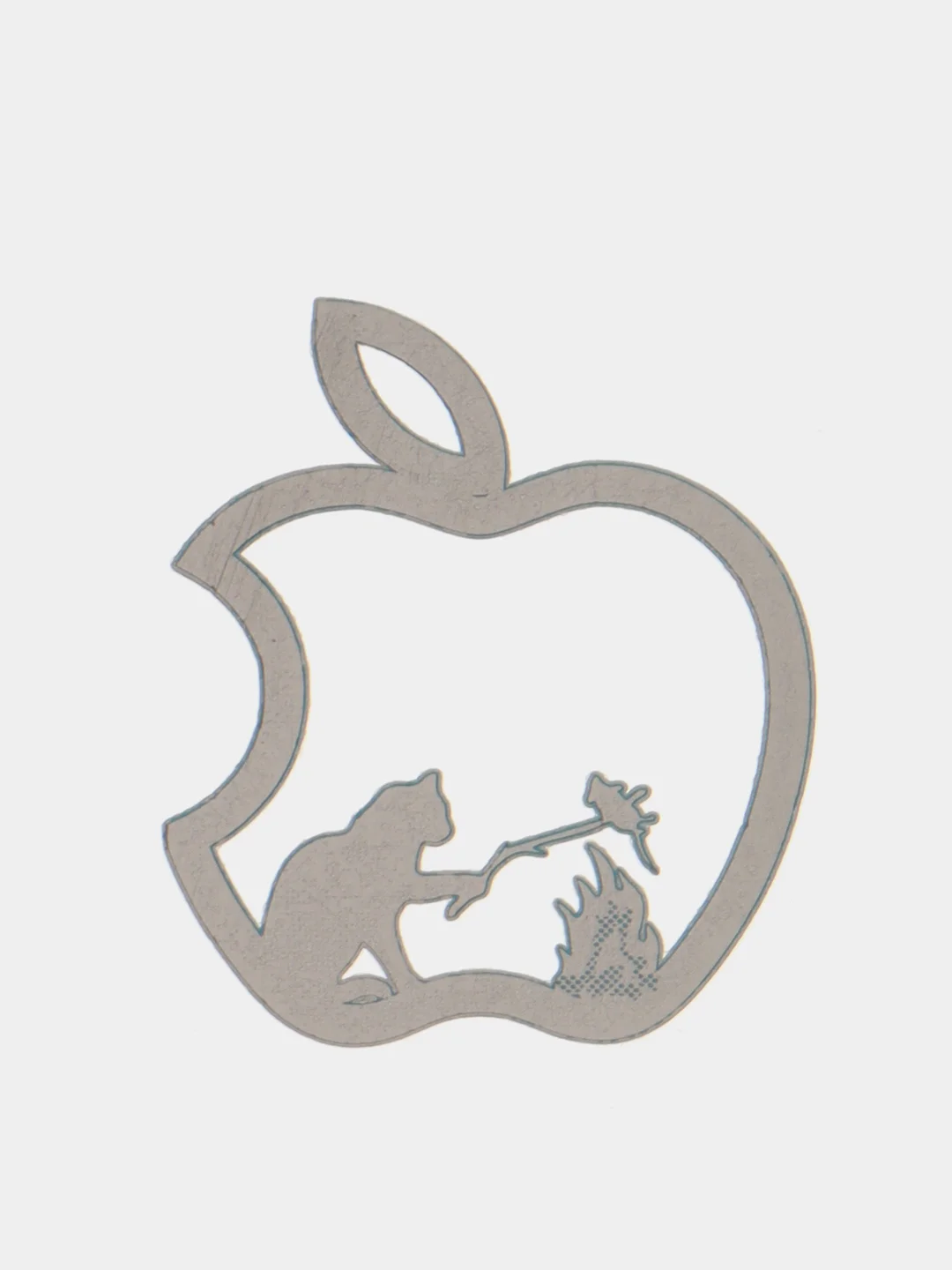 Золотой металлическая наклейка-стикер "Яблоко iPhone" кот и мышь на телефон