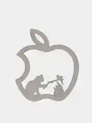 Золотой металлическая наклейка-стикер "Яблоко iPhone" кот и мышь на телефон