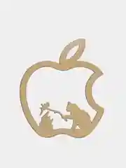Золотой металлическая наклейка-стикер "Яблоко iPhone" кот и мышь на телефон