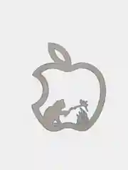 Серебряный металлическая наклейка-стикер "Яблоко iPhone" кот и мышь на телефон
