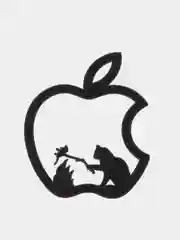 Серебряный металлическая наклейка-стикер "Яблоко iPhone" кот и мышь на телефон