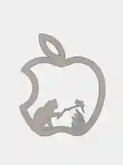 Серебряный металлическая наклейка-стикер "Яблоко iPhone" кот и мышь на телефон