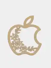 Золотой металлическая наклейка-стикер яблоко "Apple iPhone" Розы на телефон