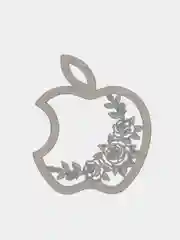 Золотой металлическая наклейка-стикер яблоко "Apple iPhone" Розы на телефон