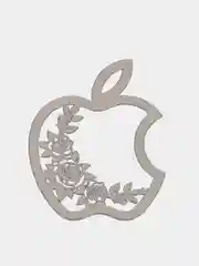 Серебряный металлическая наклейка-стикер яблоко "Apple iPhone" Розы на телефон