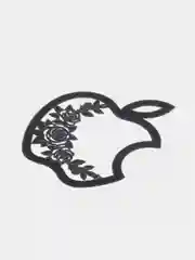 Серебряный металлическая наклейка-стикер яблоко "Apple iPhone" Розы на телефон