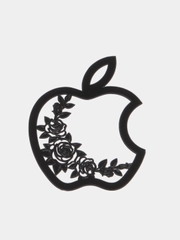 Металлическая наклейка-стикер яблоко "Apple iPhone" Розы на телефон