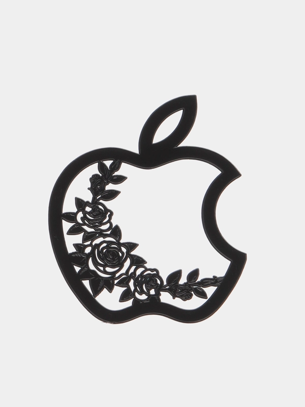 Металлическая наклейка-стикер яблоко "Apple iPhone" Розы на телефон