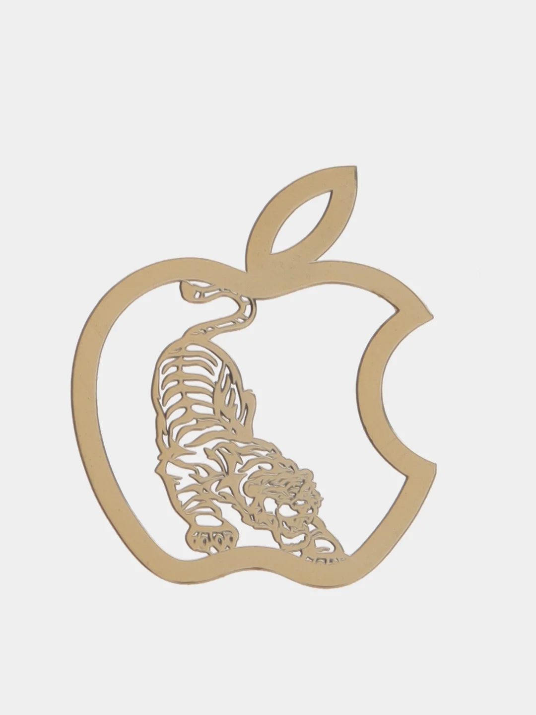 Золотой металлическая наклейка-стикер яблоко "Apple iPhone", тигр на телефон