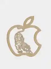 Золотой металлическая наклейка-стикер яблоко "Apple iPhone", тигр на телефон